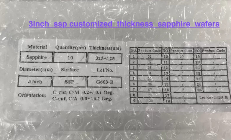 3Inch R-axis 76.2mm Al2O3 Sapphire Crystal Wafers Custom Sapphire Glass SSP 0.43mm